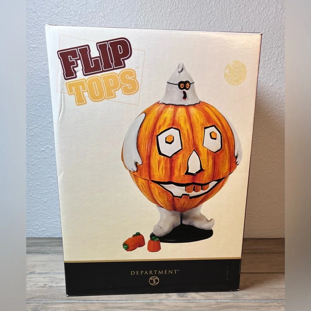 Department 56 Flip Top Ghost in Pumpkin Costume Candy‎ Dish NEW 2002 W/Box
